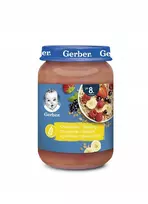 Gerber desertas Bananai braškės ir avietės su avižiniais dribsniais 190 g