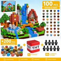 XINLONGDIANZI Magnetinės plytos 200 vnt XXL + 100 vnt 3D statybinis rinkinys + aukščiausios kokybės konteineris