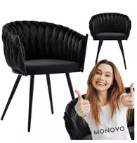 Monovo Modernus minkštas fotelis, austas su aksomu, juodas palėpė