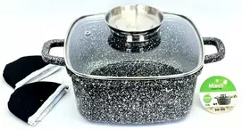 Misoli Kvadratinis marmurinis PUODAS 20 CM 1,3 L BM519 VIRTUVĖS DUJŲ INDUKCINIS KIETAS