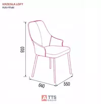ATS Loft chaki minkšta kėdė svetainė valgomajam su metalinėmis kojomis