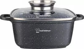 Kvadratinis marmurinis puodas 26 cm su dangteliu, 5,5 l - indukcija / dujos