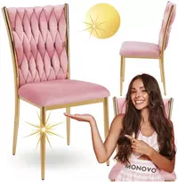 Monovo Pinta aksominė rožinė kėdė svetainei Glamour Gold Legs Rožinė KOXI