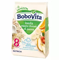 BOBOVITA PIENAS IR GRŪDAI 4 VAISIAI PO 8 MĖNESIŲ 230g
