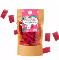 Naturalnie Zdrowi RASPBERRY Gumirolls su skaidulomis 80g, tirpios jogurtinės gumos be cukraus