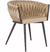 Mebel Elite Pinta minkšta veliūrinė kėdė valgomajam, smėlio spalvos EMPOLI
