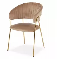 Livio Meble BEŽINĖ VALGOMO KĖDĖ SU AUKSINĖMIS KOJĖLĖMIS FLORI CAPPUCINO
