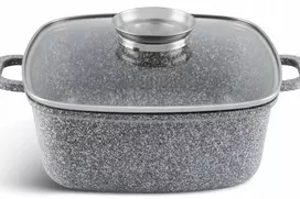ALIUMINIO Kvadratinis LIETUS PUODAS 20cm GRANITINIS MARMRULIS 2,8L MASTERPAN 2106