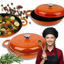 Žemai emaliuotas KETUS PUODAS HAGE 30 cm 3L Oranžinių dujų indukcija