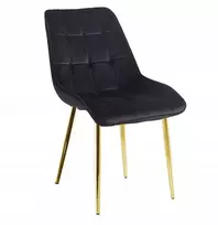 Argos Glamour apmušta kėdė, juodas aksomas, auksinės kojos, moderni svetainė