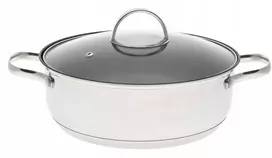 MARMURINIS PUODAS Žemas plokščias NELIMPANČIUS 22cm 2,8l INDUKCINĖS Dujos 7402