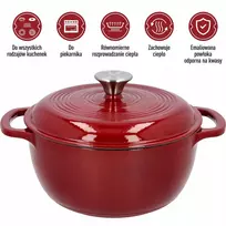 Browin 4 L emaliuotas ketaus puodas BURGUNDY katilas 24 cm indukcinė dujinė orkaitė