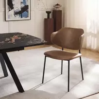 Ekologinė odinė valgomojo kėdė Ruda Moderni Loft dažytos plieninės kojos