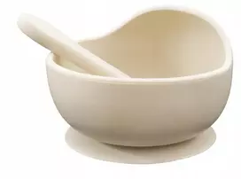 Silikoninis dubuo su šaukštu (smėlio spalvos) MyRoys