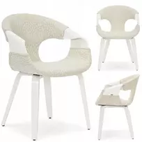 Mebel Partner KREMINĖS SMĖLĖS KĖDĖS VIRTUVĖS SVETAINEI, LENKTA MEDIENA, žievė, Baltas PAGRINDAS