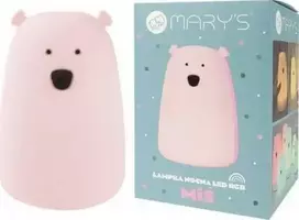 Ecolight MARY'S LED naktinė lempa Meškiukas didelis rožinis RGB + Šiltai balta spalva