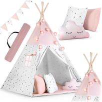 Vaikiška Tipi palapinė su šviesos girlianda Nukido, rožinė