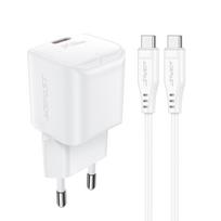 Acefast A77 Mini GaN įkroviklis PD 30W su USB-C laidu, baltas