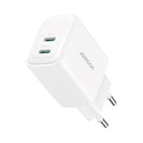 Joyroom JR-TCF12 dvigubas USB-C įkroviklis 20W PD / QC 3.0, baltas