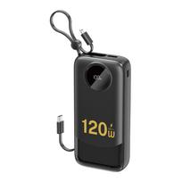 Dudao K13Pro 20000mAh išorinė baterija su integruotais laidais, juoda