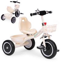 ECOTOYS vaikiškas triratukas su krepšeliais ir skambučiu, smėlio spalvos
