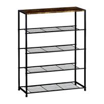 Metalinis batų stovas 5 pakopų 63x30x83 cm Tamsus antikinis ąžuolas