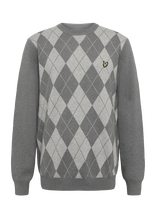 Lyle & Scott - Cotton Merino Argyle Jumper - Apvalios apykaklės megztinis - Pilka