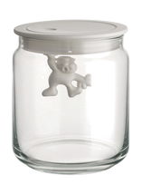 Alessi - Glass Kitchen Jar With Hermetic Thermoplastic Lid, White - Virtuvės stiklainis - Balta