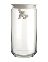 Alessi - Glass Kitchen Jar With Hermetic Thermoplastic Lid, White - Virtuvės stiklainis - Balta