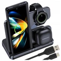 Belaidis indukcinis 3w1 QI įkroviklis, palaikantis greitąjį įkrovimą, skirtas Samsung S24 S23 S22 QC