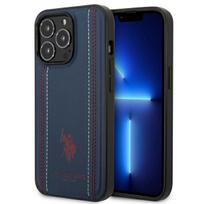 US Polo USHCP14XPFAV Leather Stitch dėklas, skirtas iPhone 14 Pro Max 6.7", tamsiai mėlynas