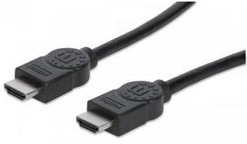 MANHATTAN didelės spartos HDMI kabelis su eternetu HEC, ARC, 3D, HDMI kištukas į kištuką, ekranuotas, Juodas, 7,5 m., 353274