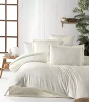 Riposo PREMIUM Satino medvilnės patalynės komplektas STRIPE CREAM 200x220 cm