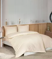 Riposo PREMIUM Satino medvilnės patalynės komplektas STRIPE CHAMPAGNE 200x220 cm
