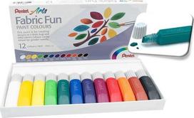 „Pentel Fabric Fan“ 12 spalvų audinių dažai