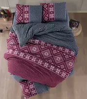 Riposo FLANELĖS patalynės komplektas NORDIC BORDEAUX 200x200 cm