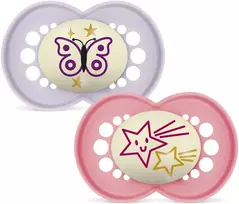 MAM – Original Night Silk 2 vnt. dėžutė V – rožinis – 6–16 mėn.