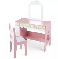 Lauko baldų komplektas Promotions Vaikiškas tualetinis staliukas su veidrodžiu ir kėdute 80x40,5x110,5 cm rožinė/balta