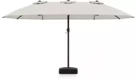 Promotions Dvipusis terasos skėtis su baze 464x286x248 cm smėlio spalvos