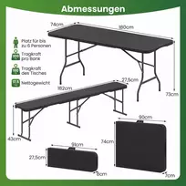 Lauko baldų komplektas Promotions Sulankstoma suoliukas 180x30x43 cm juodas