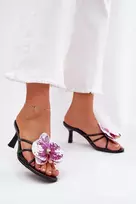 Boto Elegantiškos aukštakulnės įsispiriamos basutės su orchidėjomis