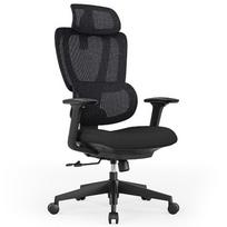 Reguliuojama ergonominė biuro kėdė su galvos ir juosmens atramomis, juoda