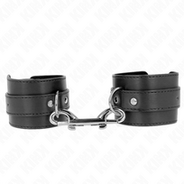 KINK WRIST RESTRAINT - Reguliuojamos odinės rankų sąsagos, juodos