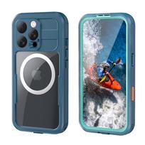 Crong Seal Cover vandeniui atsparus IP68 dėklas, skirtas iPhone 16 Pro, jūrinis mėlynas