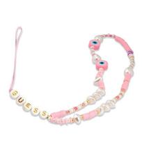 Guess Beads Shell GUSTSHPP riešo dirželis telefonui su karoliukais, rožinis