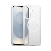 Crong Hybrid Matte Magnetic MagSafe dėklas, skirtas Samsung Galaxy S25, baltas