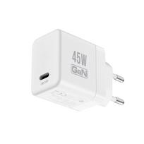 Crong Ultra Compact GaN USB-C sieninis įkroviklis, 45 W PD 3.0, PPS, baltas