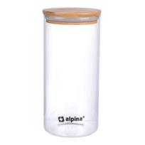 Alpina stiklinis birių produktų indas su bambukiniu dangčiu, Ø10 x 21 cm, 1,25 L