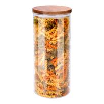 Alpina borosilikatinio stiklo laikymo indas su akacijos medienos dangčiu, 1250 ml, 9,5 x 21 cm