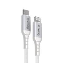 Crong Armor Link MFi USB-C–Lightning greitojo įkrovimo laidas, 1,5 m, baltas